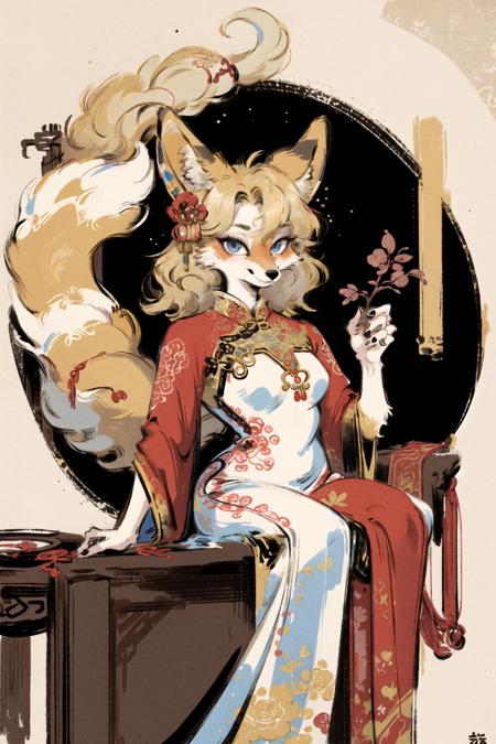 00883-63627214-masterpiece,highres,furry fox girl,solo,blonde,chinese dress, hair ornament, anicent china_looking at viewer, _.png